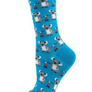 MeMoi Camping Koalas Bamboo Blend Crew Socks, Womens
